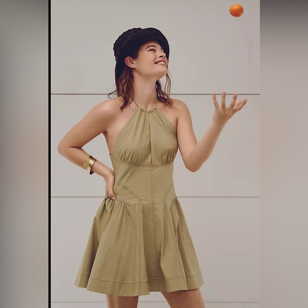 By Anthropologie Halter Keyhole Fit & Flare Mini Dress sz 6 new NWT